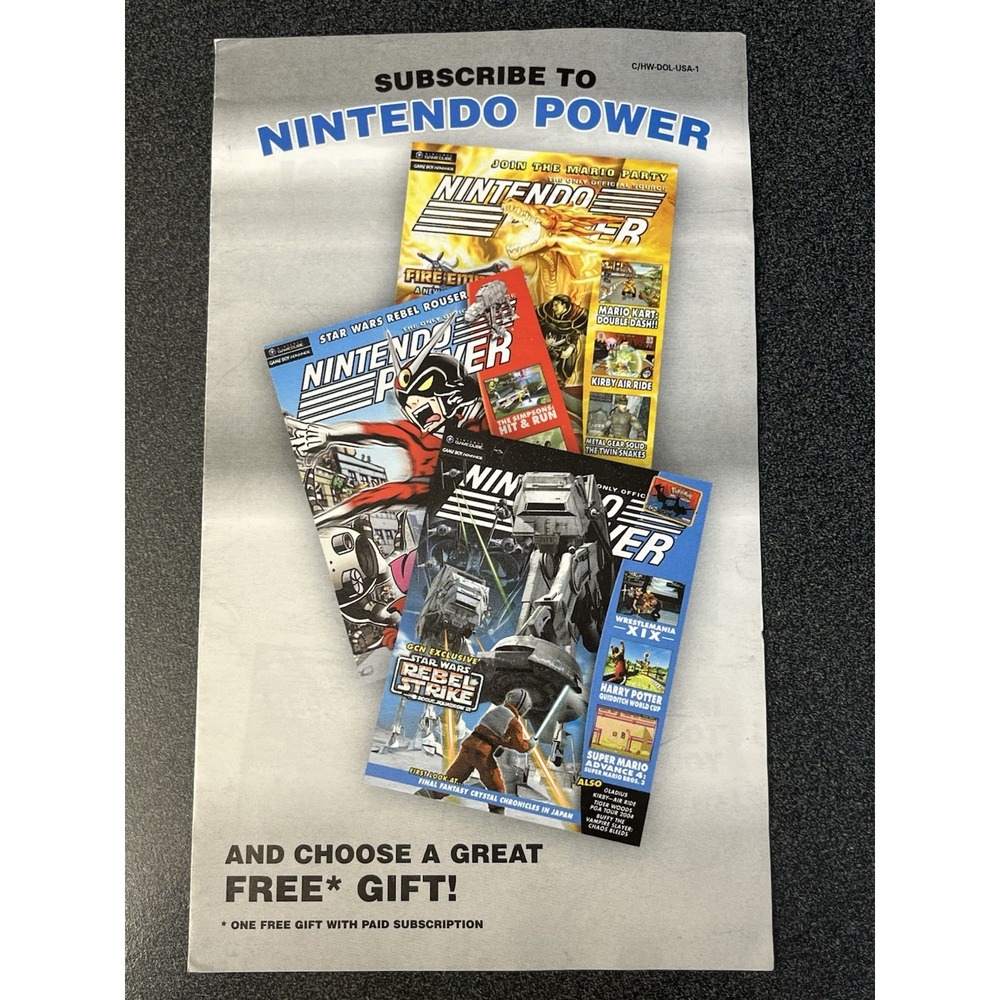 Nintendo Gamecube 2003 Nintendo Power Subscription Insert C/HW-DOL-USA-1